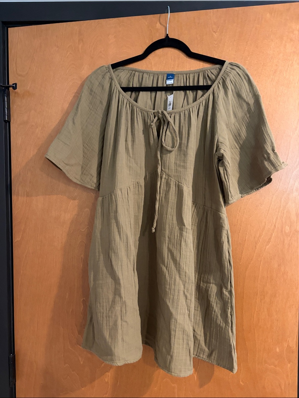 Old Navy Olive Tie-Front Peasant Dress
